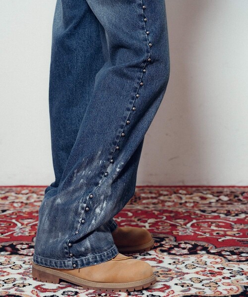 Subciety(サブサエティ)の「Studs denim pants【WOMEN】(デニムパンツ・レディース・インディゴブルー/ブラック・FREE)」の3枚目の写真