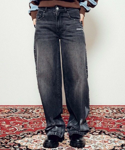Subciety(サブサエティ)の「Studs denim pants【WOMEN】(デニムパンツ・レディース・インディゴブルー/ブラック・FREE)」の1枚目の写真