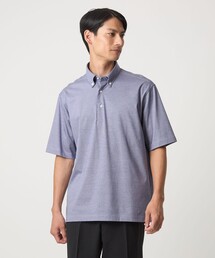 ヘアライン ストライプ ボタンダウン ポロシャツ