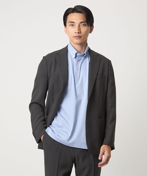 green label relaxing（グリーンレーベルリラクシング）の「ヘアライン ストライプ ボタンダウン ポロシャツ（ポロシャツ・メンズ・ライトブルー/ネイビー・S/XL/L/M）」の4枚目の写真