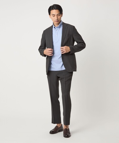 green label relaxing（グリーンレーベルリラクシング）の「ヘアライン ストライプ ボタンダウン ポロシャツ（ポロシャツ・メンズ・ライトブルー/ネイビー・S/XL/L/M）」の5枚目の写真