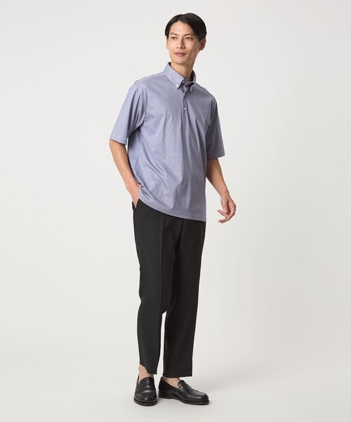 green label relaxing（グリーンレーベルリラクシング）の「ヘアライン ストライプ ボタンダウン ポロシャツ（ポロシャツ・メンズ・ライトブルー/ネイビー・S/XL/L/M）」の7枚目の写真