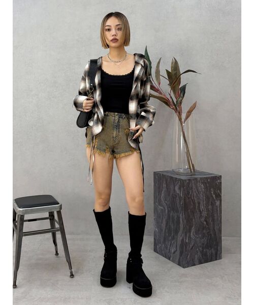 EVRIS（エヴリス）の「レースドッキングリブタンクトップ（タンクトップ・レディース・ブラック/ホワイト/ブラウン/ピンク・FREE）」の7枚目の写真