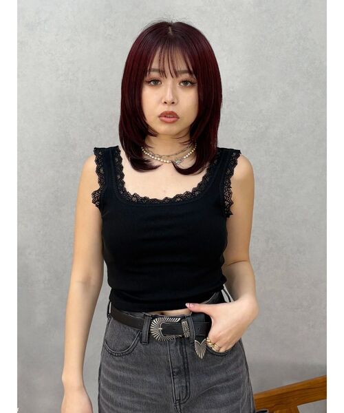 EVRIS（エヴリス）の「レースドッキングリブタンクトップ（タンクトップ・レディース・ブラック/ホワイト/ブラウン/ピンク・FREE）」の11枚目の写真