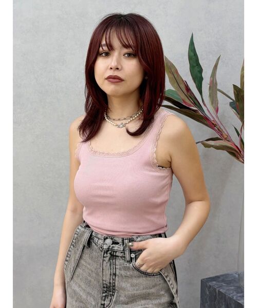 EVRIS（エヴリス）の「レースドッキングリブタンクトップ（タンクトップ・レディース・ブラック/ホワイト/ブラウン/ピンク・FREE）」の15枚目の写真