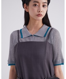 DIP IN CHOCOLATE（ディップインチョコレート）の「配色ニットポロシャツ【DIP IN CHOCOLATE】（Tシャツ/カットソー・レディース）」