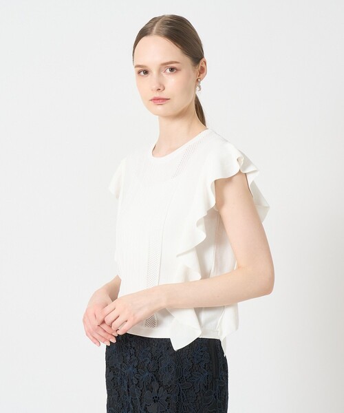 ANAYI（アナイ）の「ビラテラールラッフル プルオーバー（ニット/セーター・レディース・ブラック/オフホワイト/ピンク/ブルー・38/36）」の2枚目の写真