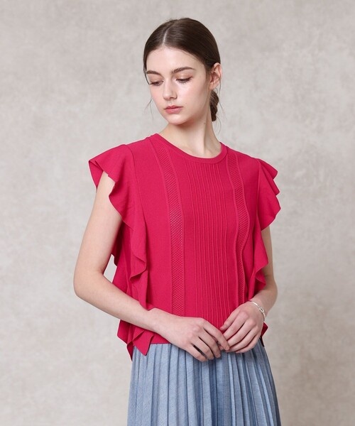 ANAYI（アナイ）の「ビラテラールラッフル プルオーバー（ニット/セーター・レディース・ブラック/オフホワイト/ピンク/ブルー・38/36）」の5枚目の写真