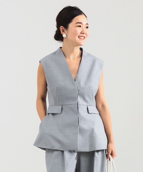 ベスト ジレ ストレッチツイル ペプラムベスト レディース a.v.v ベスト ジレ 「洗える/イージーケア/UVカット/ストレッチ