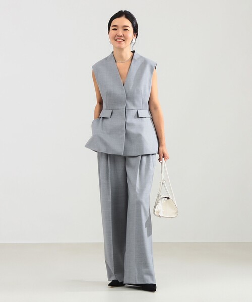 東原妙子Demi-Luxe BEAMS ペプラム ジレ　ネイビー36 タグ付き Demi-Luxe BEAMS｜エディター東原妙子 * Demi-Luxe BEAMS / ツイル