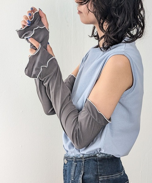 セール】UVケア メローリブアームカバー（アームカバー）｜emesuelee