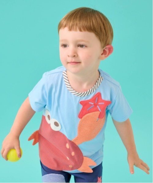 baby cheer(ベイビーチアー)の「カニTシャツ(Tシャツ/カットソー・キッズ・ホワイト系/ブルー・120cm/100cm/90cm/110cm/80cm)」の1枚目の写真