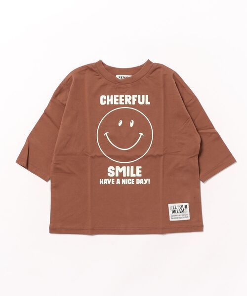 NEEDLE WORKS（ニードルワークス）の「スマイル７分Tシャツ（Tシャツ/カットソー・キッズ・レッド/ブラウン/ホワイト/ネイビー・110cm/120cm/100cm/150cm/140cm/130cm）」の3枚目の写真