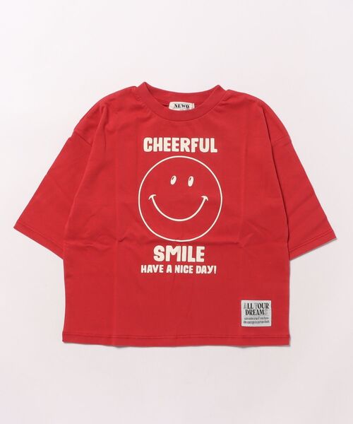 NEEDLE WORKS（ニードルワークス）の「スマイル７分Tシャツ（Tシャツ/カットソー・キッズ・レッド/ブラウン/ホワイト/ネイビー・110cm/120cm/100cm/150cm/140cm/130cm）」の4枚目の写真