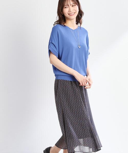 Reflect(リフレクト)の「【WEB先行カラーあり/マシンウォッシュ可/ウエスト総ゴム】コツキ幾何柄ロングスカート(スカート・レディース・ネイビー系/ワイン系1/ブラック系・09/11/07/05/13/15 /17)」の7枚目の写真