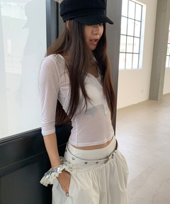 【専用】La blue ホワイトスカート　➕　黒シャツ SHIPS any:〈洗濯機可能〉ラウンド フェイク レイヤード Tシャツ