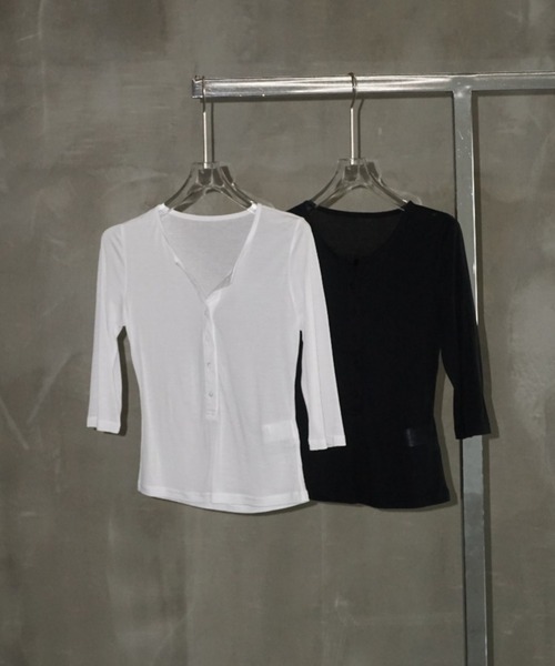 LONSLAN】ハーフスリーブヘンリーネックトップス LONW25a003