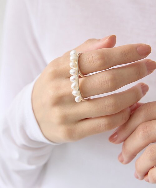 Whim Gazette（ウィムガゼット）の「【Hoaw.】パールダブルリング（リング・レディース・シルバー系その他4・FREE）」の4枚目の写真