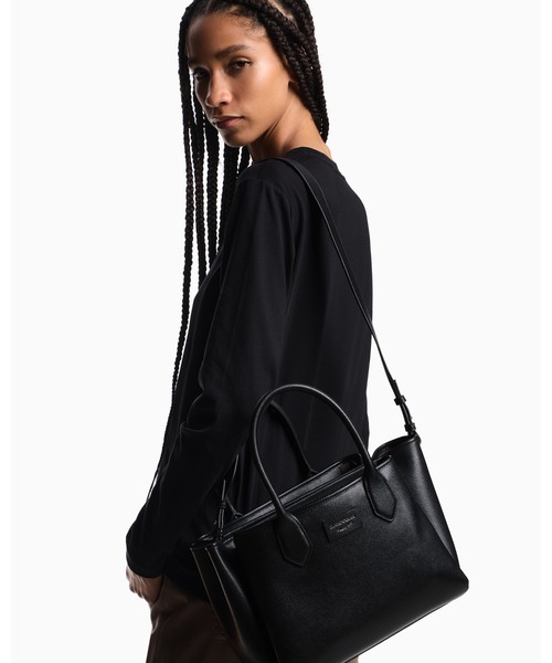 EMPORIO ARMANI(エンポリオアルマーニ)の「【エンポリオ アルマーニ】ショッパー パルメラート仕上げ ミディアム(トートバッグ・レディース・ブラック/レッド/モカ・FREE)」の10枚目の写真