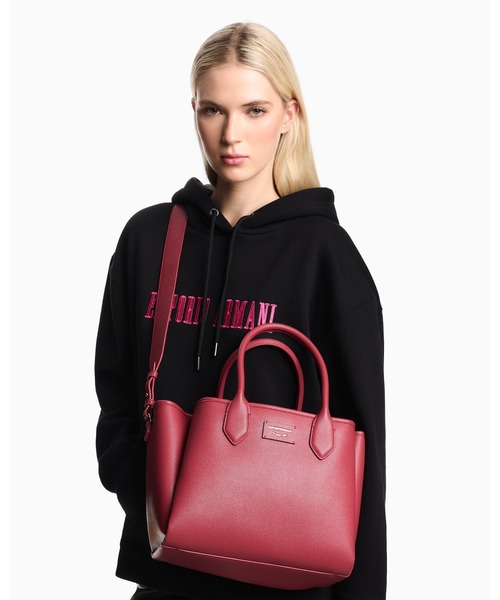 EMPORIO ARMANI(エンポリオアルマーニ)の「【エンポリオ アルマーニ】ショッパー パルメラート仕上げ ミディアム(トートバッグ・レディース・ブラック/レッド・FREE)」の8枚目の写真