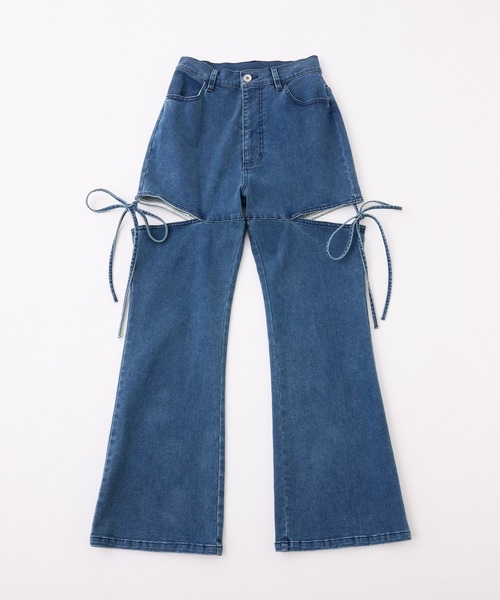 セール】【再入荷】サイドオープンフレアデニム（デニムパンツ