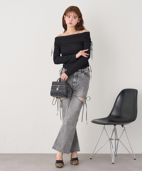 セール】【再入荷】サイドオープンフレアデニム（デニムパンツ