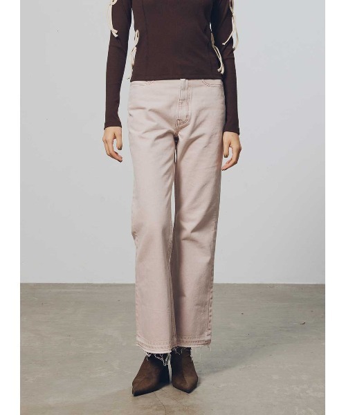 COEL（コエル）の「フレアカラーデニムパンツ（デニムパンツ・レディース・ベージュ/ピンク・23/24/25）」の3枚目の写真