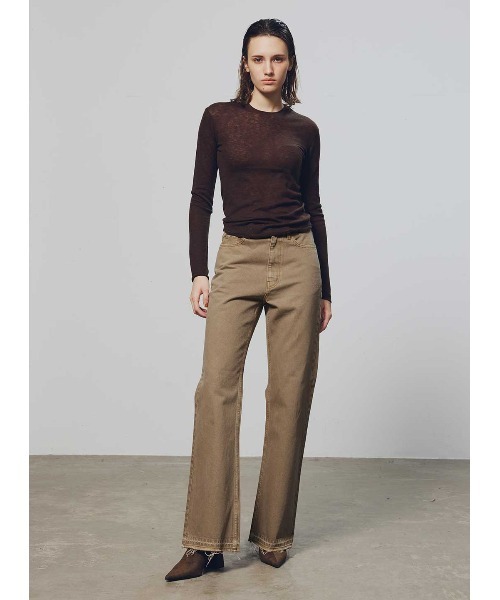 COEL（コエル）の「フレアカラーデニムパンツ（デニムパンツ・レディース・ベージュ/ピンク・23/24/25）」の11枚目の写真