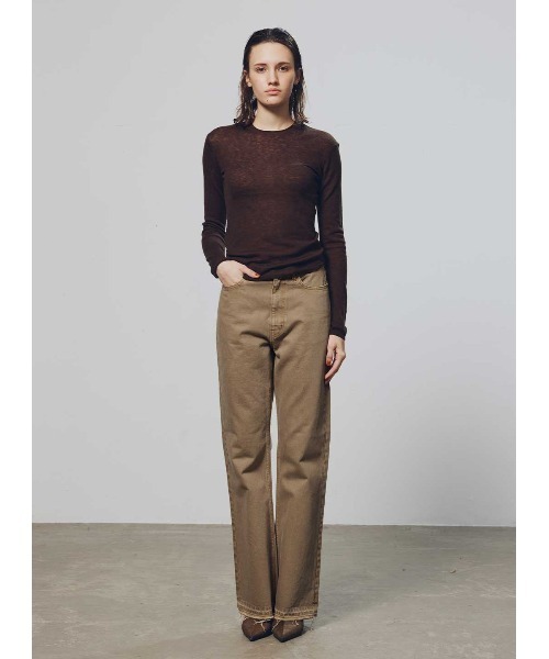 COEL（コエル）の「フレアカラーデニムパンツ（デニムパンツ・レディース・ベージュ/ピンク・23/24/25）」の12枚目の写真