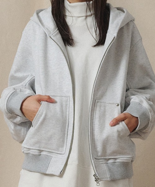 Universal Style Wear（ユニバーサルスタイルウェア）の「Universal Style Wear リベット ZIP フーディー（パーカー・メンズ・ブラック/オートミール・MEDIUM/LARGE/X-LARGE）」の10枚目の写真