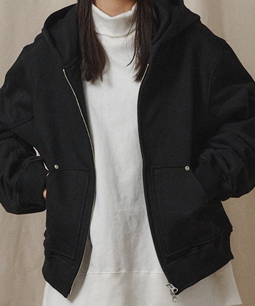 Universal Style Wear（ユニバーサルスタイルウェア）の「Universal Style Wear リベット ZIP フーディー（パーカー・メンズ・ブラック/オートミール・MEDIUM/LARGE/X-LARGE）」の6枚目の写真