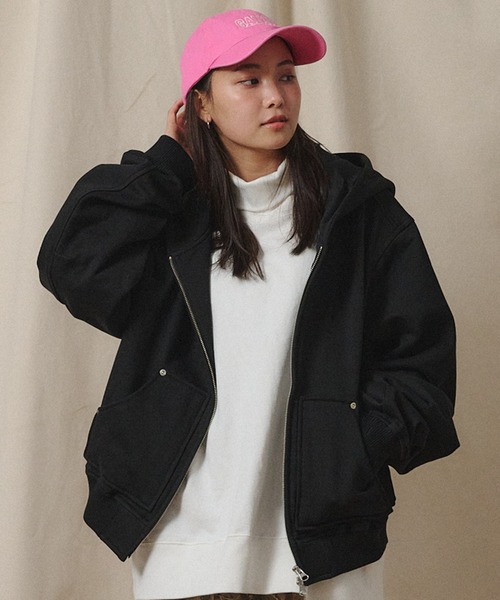 Universal Style Wear（ユニバーサルスタイルウェア）の「Universal Style Wear リベット ZIP フーディー（パーカー・メンズ・ブラック/オートミール・MEDIUM/LARGE/X-LARGE）」の3枚目の写真