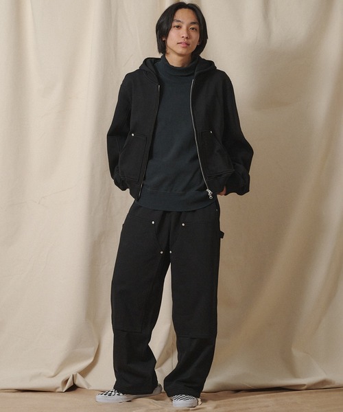 Universal Style Wear（ユニバーサルスタイルウェア）の「Universal Style Wear リベット ZIP フーディー（パーカー・メンズ・ブラック/オートミール・MEDIUM/LARGE/X-LARGE）」の4枚目の写真