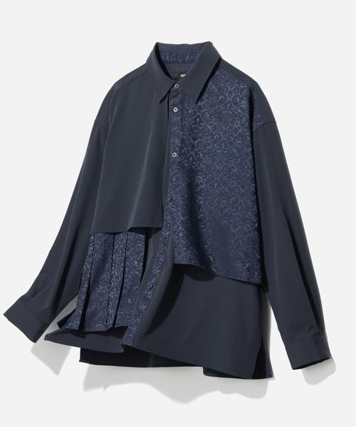 HARE（ハレ）の「ジャガードプリーツフラシシャツ(HARE)（シャツ/ブラウス・メンズ・ブラック/グリーン/ネイビー/ブラック系その他・FREE）」の2枚目の写真