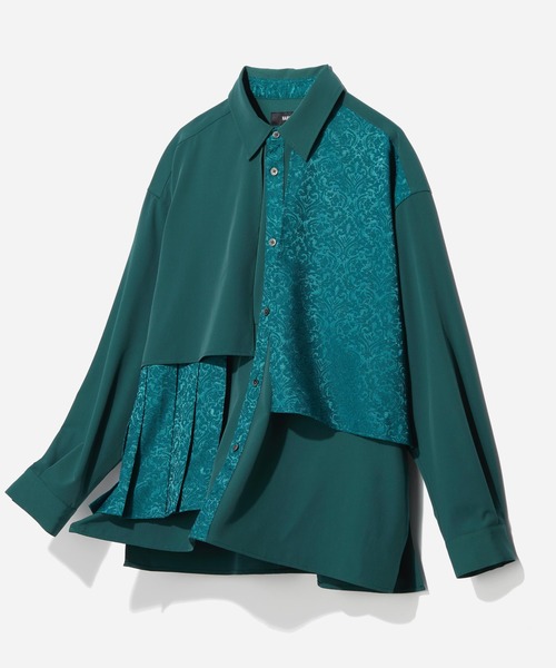 HARE（ハレ）の「ジャガードプリーツフラシシャツ(HARE)（シャツ/ブラウス・メンズ・ブラック/グリーン/ネイビー/ブラック系その他・FREE）」の4枚目の写真