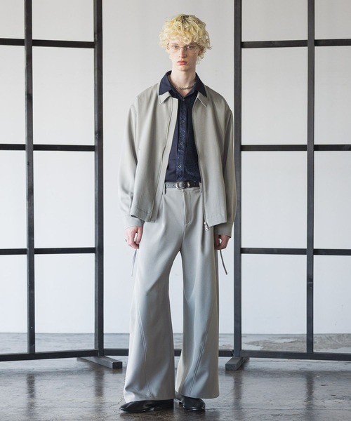 HARE（ハレ）の「ジャガードプリーツフラシシャツ(HARE)（シャツ/ブラウス・メンズ・ブラック/グリーン/ネイビー/ブラック系その他・FREE）」の8枚目の写真