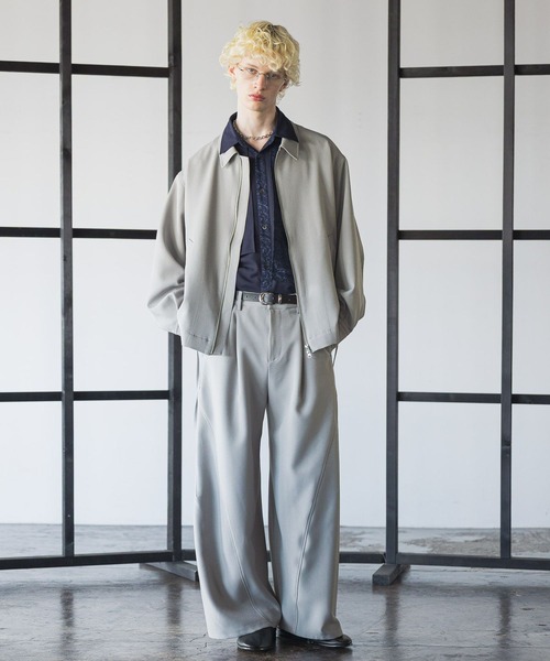 HARE（ハレ）の「ジャガードプリーツフラシシャツ(HARE)（シャツ/ブラウス・メンズ・ブラック/グリーン/ネイビー/ブラック系その他・FREE）」の9枚目の写真