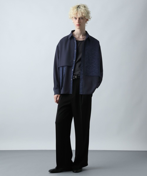 HARE（ハレ）の「ジャガードプリーツフラシシャツ(HARE)（シャツ/ブラウス・メンズ・ブラック/グリーン/ネイビー/ブラック系その他・FREE）」の11枚目の写真