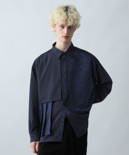 HARE（ハレ）の「ジャガードプリーツフラシシャツ(HARE)（シャツ/ブラウス・メンズ・ブラック/グリーン/ネイビー/ブラック系その他・FREE）」の18枚目の写真