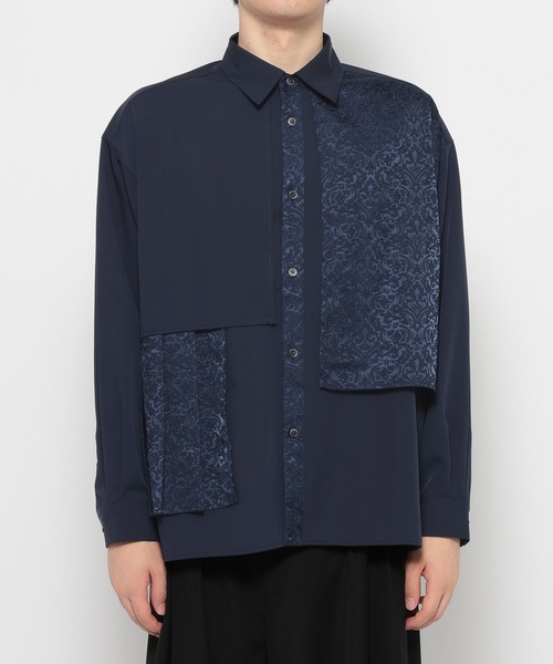 HARE（ハレ）の「ジャガードプリーツフラシシャツ(HARE)（シャツ/ブラウス・メンズ・ブラック/グリーン/ネイビー/ブラック系その他・FREE）」の21枚目の写真