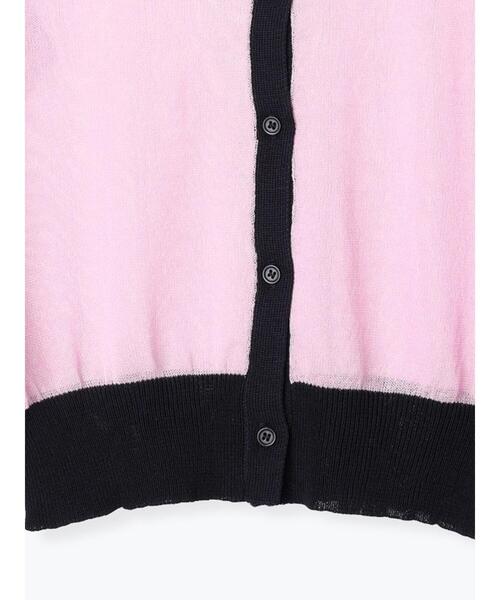 セール】バイカラーシアー5分袖カーディガン（カーディガン