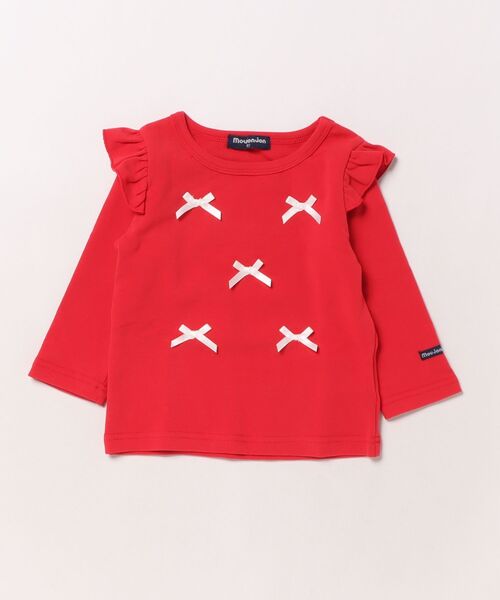 Moujonjon(ムージョンジョン)の「25MJフライスリボンツキT(Tシャツ/カットソー・キッズ・レッド/グレー・80/90/100/110/120/130/140)」の4枚目の写真