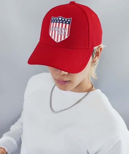 schott（ショット）の「【SCHOTT/ショット】USAロゴキャップ/ユニセックス/ギフト人気◎（キャップ・メンズ・レッド/ブラック・ONESIZE）」の14枚目の写真
