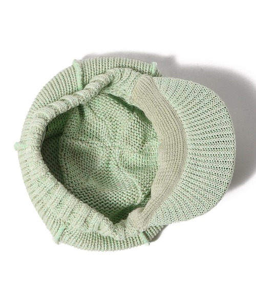 KIJIMA TAKAYUKI（キジマ　タカユキ）の「KIJIMA TAKAYUKI / COTTON KNIT CASQUETTE（キャスケット・メンズ・ライトグリーン/ベージュ・FREE）」の6枚目の写真