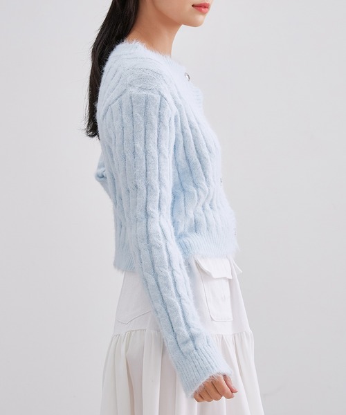 Lace Ladies(レースレディース)の「リボン ブローチ付き シャギー リブ ニット カーディガン(カーディガン/ボレロ・レディース・アイボリー/ブルー/ブラック・FREE)」の20枚目の写真
