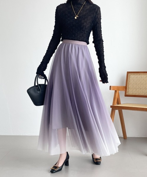 ABITOKYO(アビトーキョー)の「グラデーションボリュウームチュールスカート(スカート・レディース・ブルー/ネイビー/パープル・M/L/XL)」の3枚目の写真