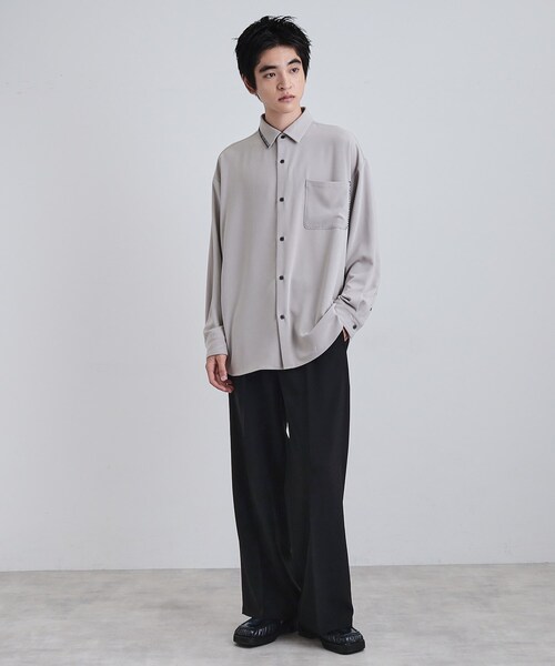 tk.TAKEO KIKUCHI（ティーケータケオキクチ）の「ワイドストレートパンツ（その他パンツ・メンズ・ブラック/ダークグレー/ダークブラウン・01/02/03）」の10枚目の写真