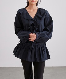 Vネック プルオーバー」に該当するシャツ/ブラウス（ブルー・ネイビー