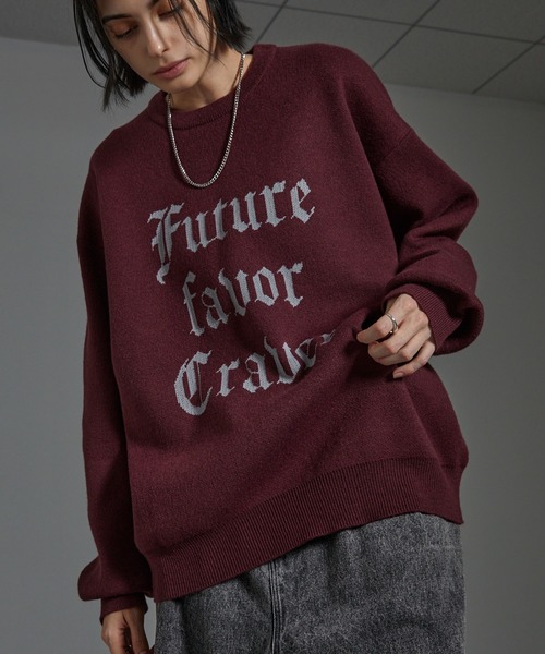 CIYOT(シヨウト)の「【CIYOT-シヨウト-】グラフィックデザイン ジャガードスウェットライクニット(ニット/セーター・メンズ・チャコール/ワイン/ブラック/グレイッシュブルー・L/M)」の4枚目の写真