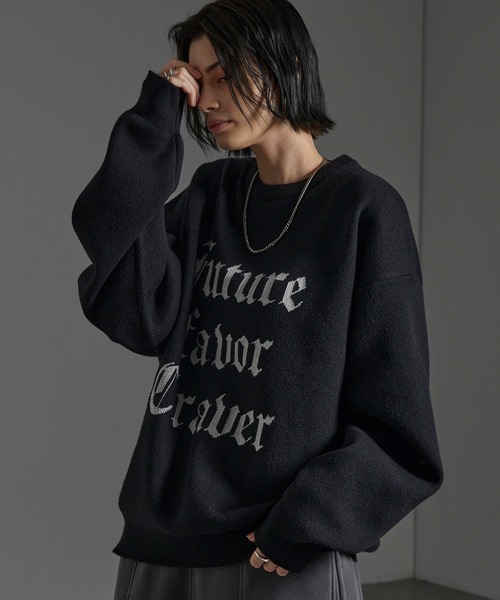 CIYOT(シヨウト)の「【CIYOT-シヨウト-】グラフィックデザイン ジャガードスウェットライクニット(ニット/セーター・メンズ・チャコール/ワイン/ブラック/グレイッシュブルー・L/M)」の9枚目の写真